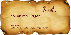 Kolonits Lajos névjegykártya
